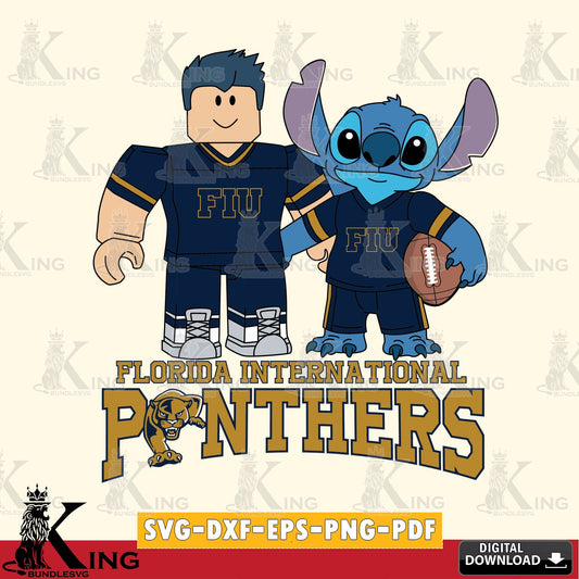 Florida International Panthers Roblox & Stitch Football SVG file , NCAA Cricut,  File cut , Digital Download , PDF File