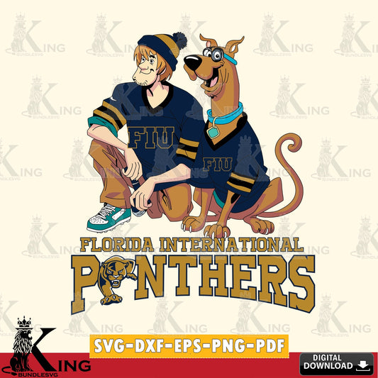 Eye-catching graphic of Florida International Panthers Shaggy and Scooby Doo football, crafting file for iron-on transfer and