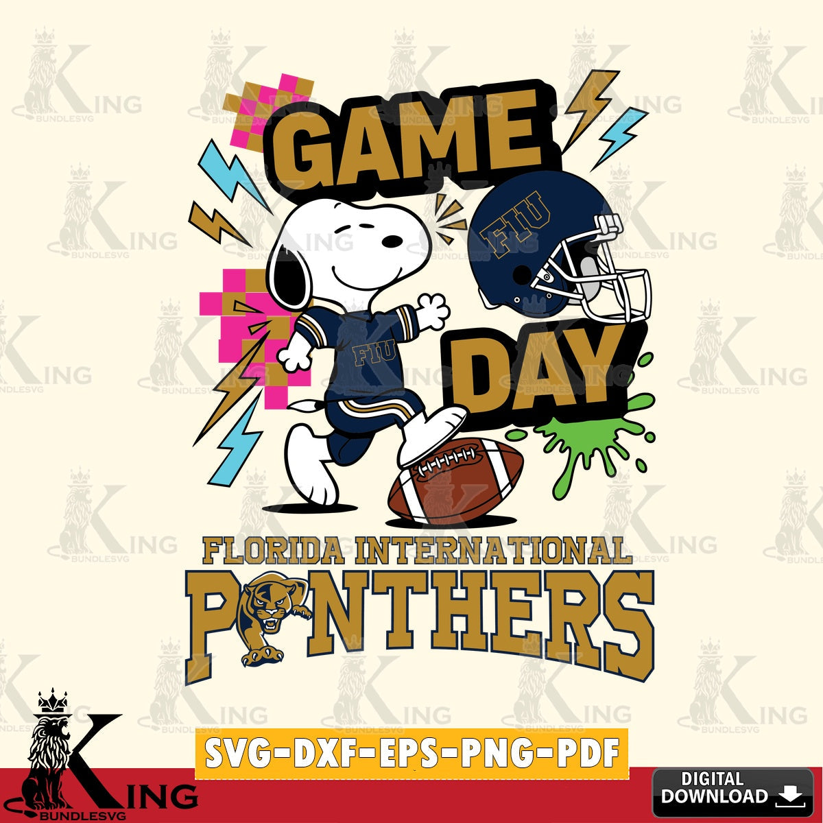 Florida International Panthers Snoopy Game day SVG, Cricut, Cut file  , Digital Download , Instant Download, Peanuts svg, NCAA svg, Football svg, Sport svg