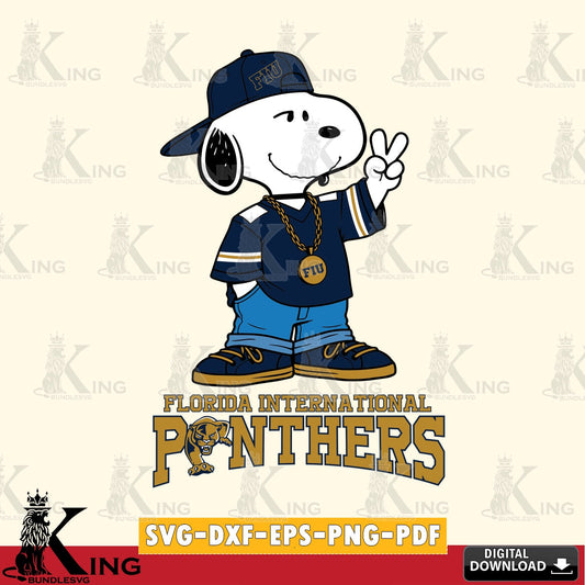 Florida International Panthers Snoopy Say hi SVG, Cricut, Cut file  , Digital Download , Instant Download, Peanuts svg, NCAA svg, Football svg, Sport svg