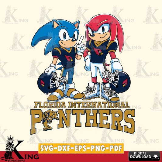 Digital download featuring Florida International Panthers Sonic And Knuckles football, vector illustration for POD merchandise