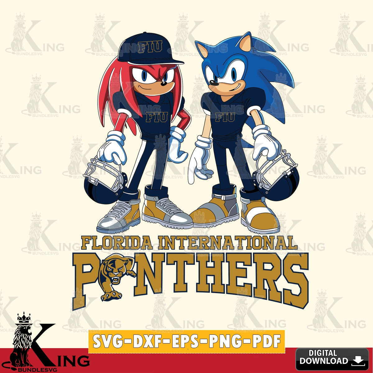 Florida International Panthers Sonic And Knuckles Player Football SVG file, Vector , Digital Download , PDF File , Instant Download