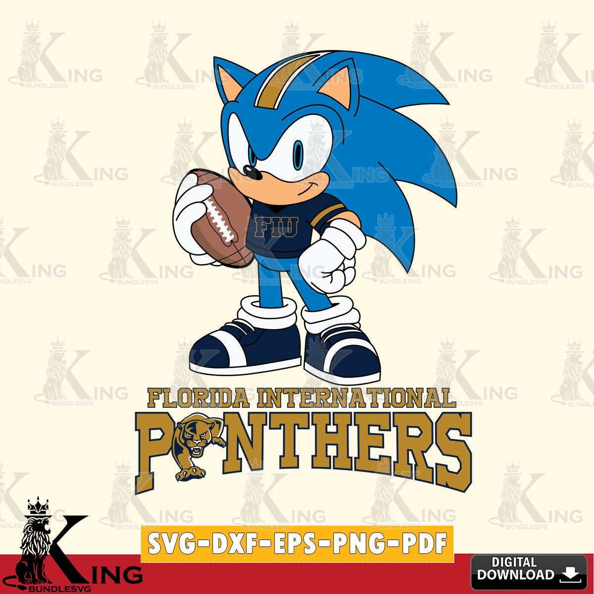 Custom design featuring Florida International Panthers Sonic Game Day Ready, a digital download for Cricut Maker and paper crafts.