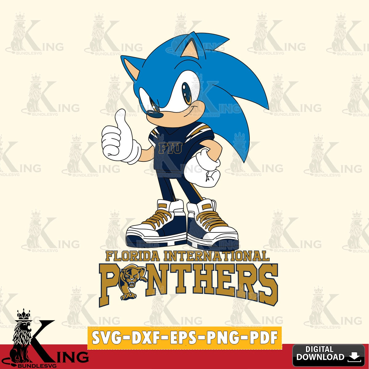 Florida International Panthers Sonic Like Football SVG file, Vector , Digital Download , PDF File , Instant Download
