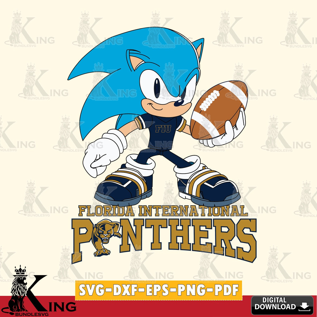 Digital download featuring Florida International Panthers Sonic Rugby PNG clipart for sublimation printing and graphic design