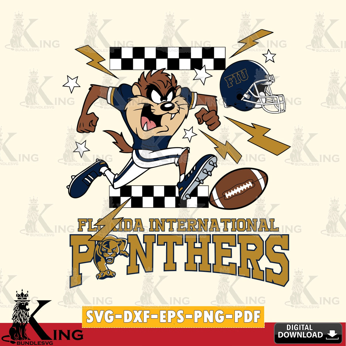 Florida International Panthers Taz Football Lightning SVG file, Cut file  , Digital Download , Instant Download, Taz svg, NCAA svg