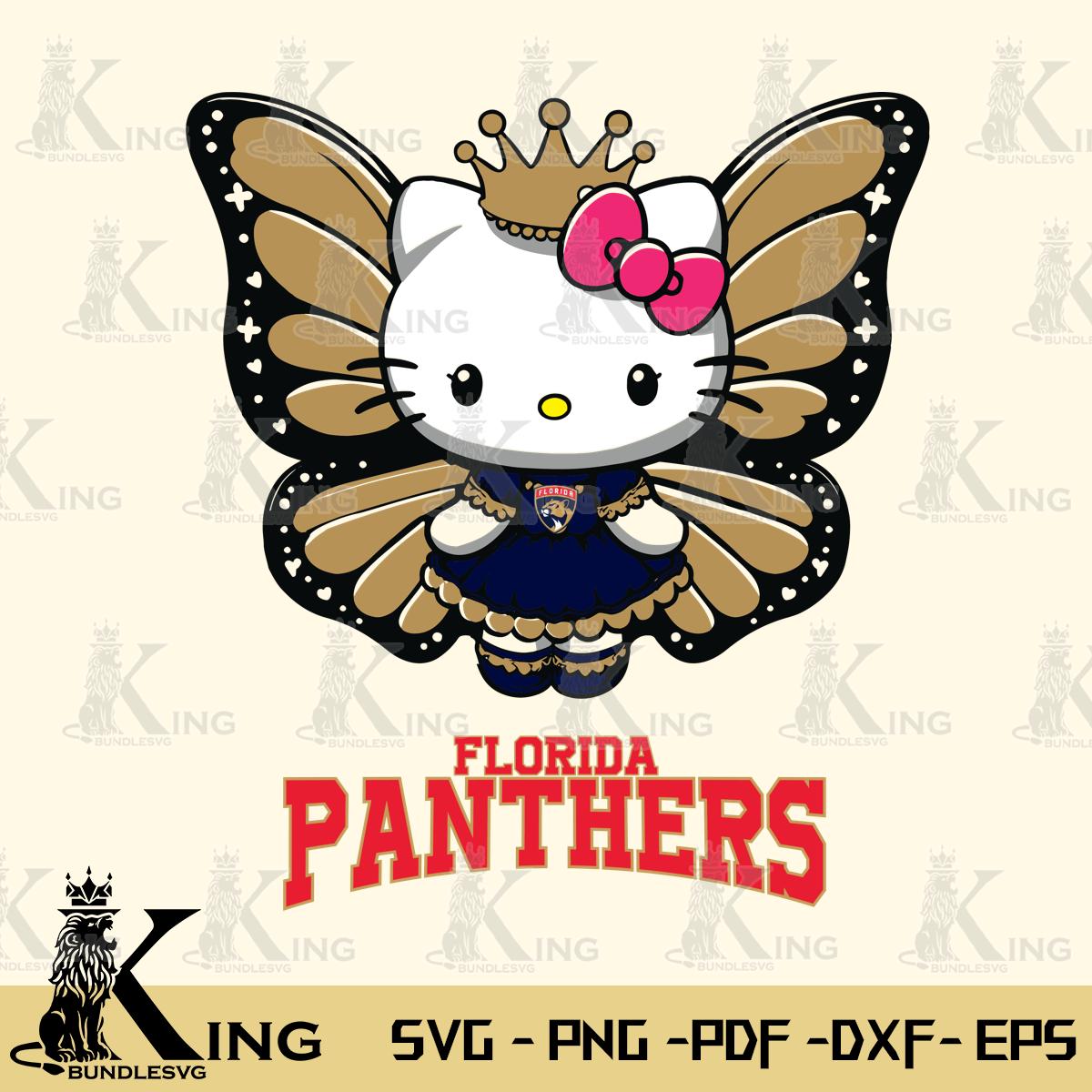 Florida Panthers Kitty Wings & Flowers Svg Eps Dxf Png File, Digital Download