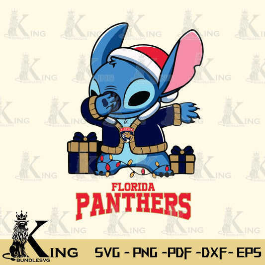 Florida Panthers Stitch Merry Christmas Svg Eps Dxf Png File, Digital Download