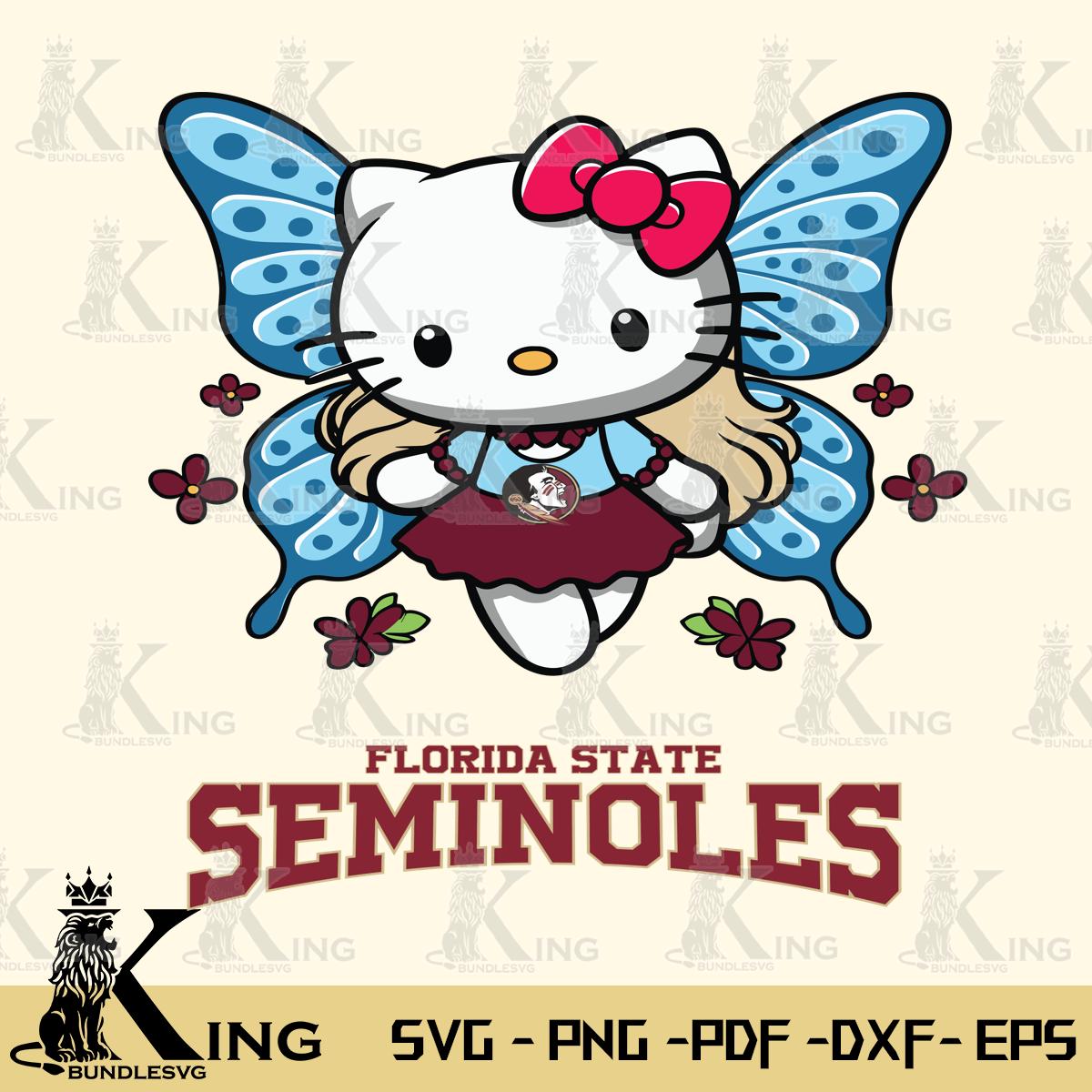 Florida State Seminoles Butterfly Kitty Charm Svg Eps Dxf Png File, Digital Download