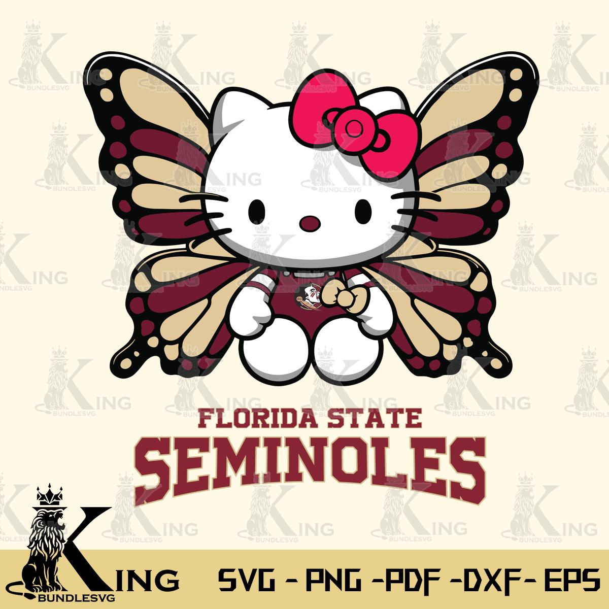 Florida State Seminoles Butterfly Kitty Delight Svg Eps Dxf Png File, Digital Download