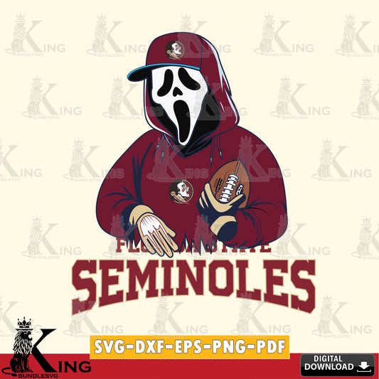 Stylish representation of Florida State Seminoles Ghostface Scream football player SVG cut file for personalized gifts and laser