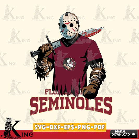 Custom design featuring Florida State Seminoles Jason Voorhees football SVG cut file for personalized gifts and laser projects