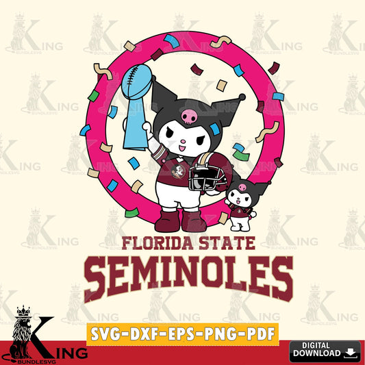 Florida State Seminoles Kuromi Football Champion SVG file, Cricut, Cut file  , Digital Download , Instant Download, Sanrio svg, Clipart