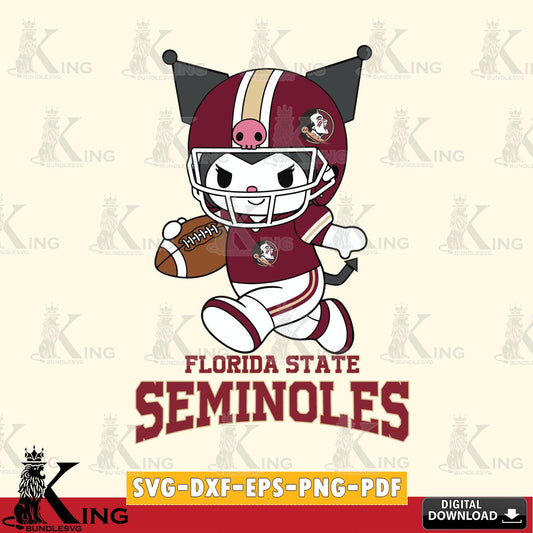 Florida State Seminoles Kuromi Football Run SVG file, Cricut, Cut file  , Digital Download , Instant Download, Sanrio svg, Clipart