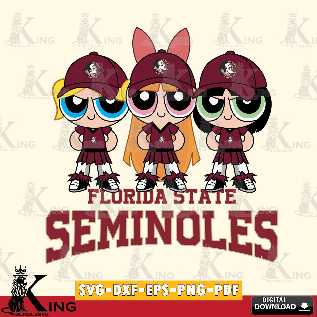 Eye-catching graphic of Florida State Seminoles PowerPuff Girls Football, a high-quality vector for DIY scrapbooking and home