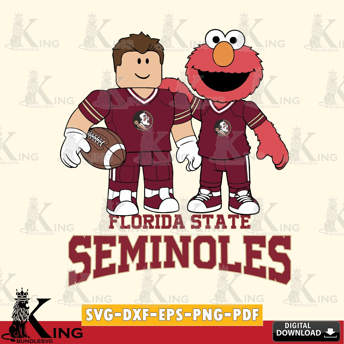 Florida State Seminoles Roblox & Elmo Football SVG file , NCAA Cricut,  File cut , Digital Download , PDF File
