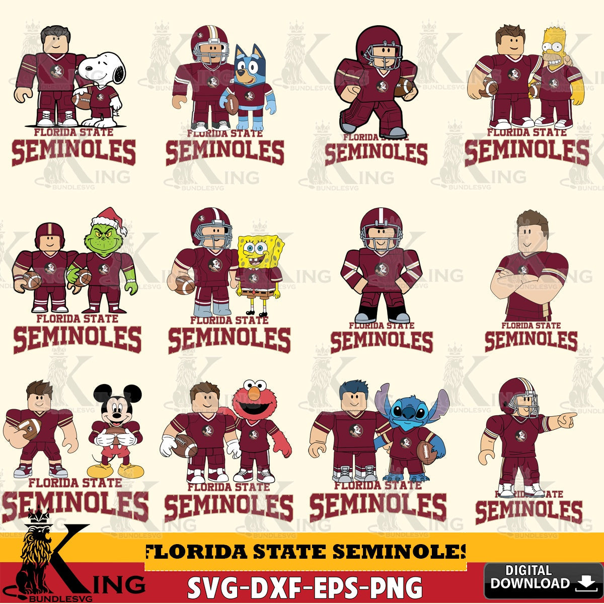 Florida State Seminoles Roblox With Friends football NCAA Bundle SVG file , NCAA Cricut,  File cut , Digital Download , PDF File
