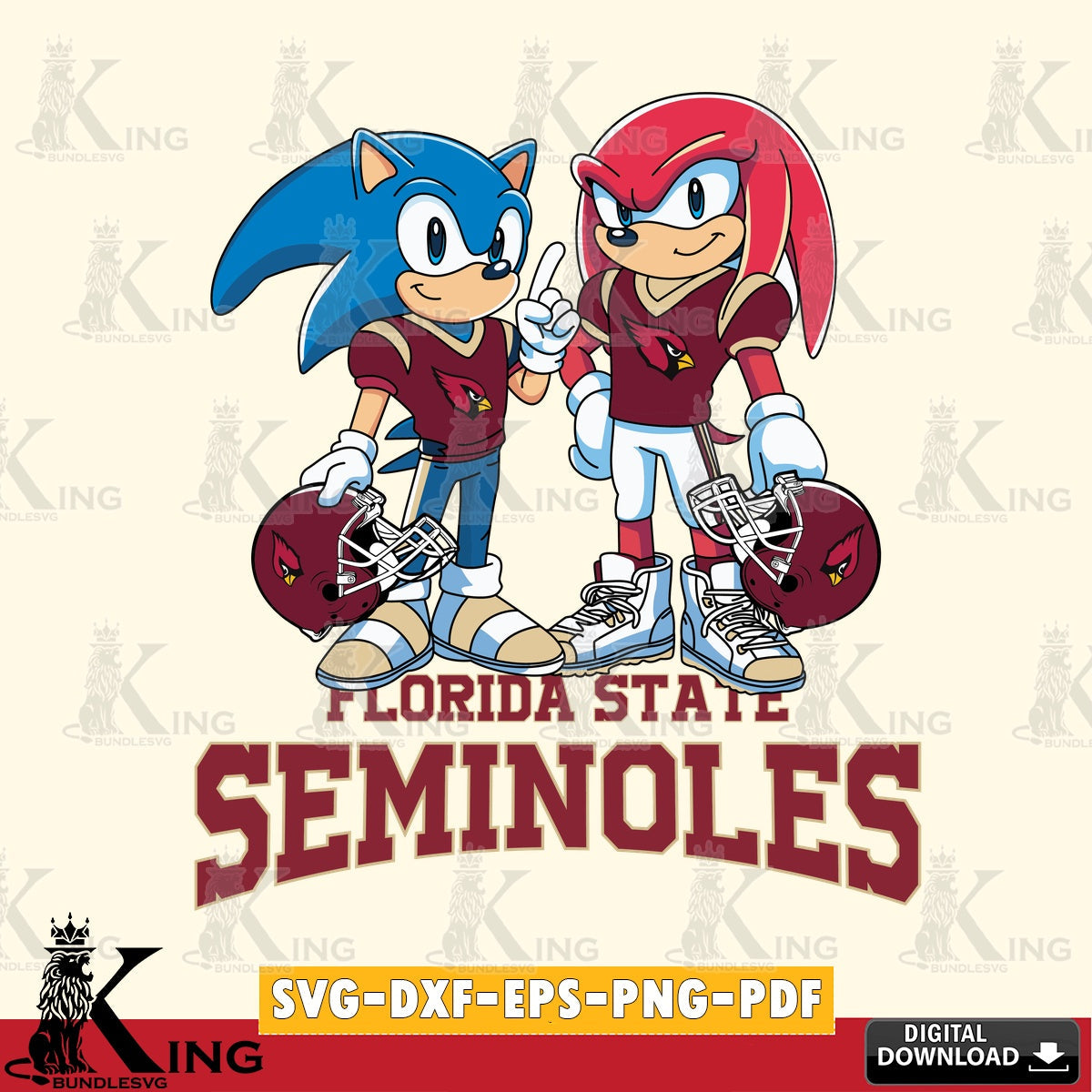 Custom design featuring Florida State Seminoles Sonic And Knuckles Football, versatile clip art for stickers, decals, and mugs