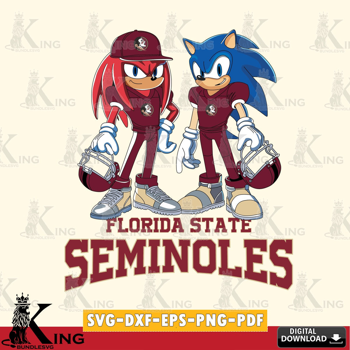 Florida State Seminoles Sonic And Knuckles Player Football SVG file, Vector , Digital Download , PDF File , Instant Download