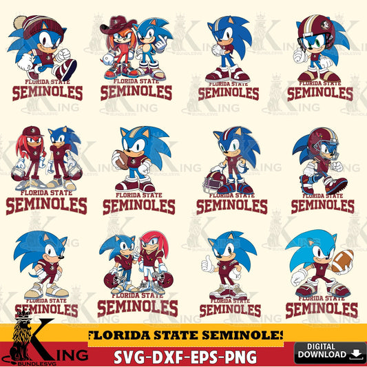 Exclusive set of Florida State Seminoles Sonic & Knuckles NCAA Football Bundle vector art for engraving, cutting, and printing.