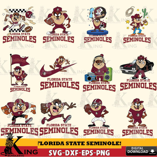 Florida State Seminoles Taz Football NCAA Bundle SVG file, Cut file  , Digital Download , Instant Download, Taz svg, NCAA svg