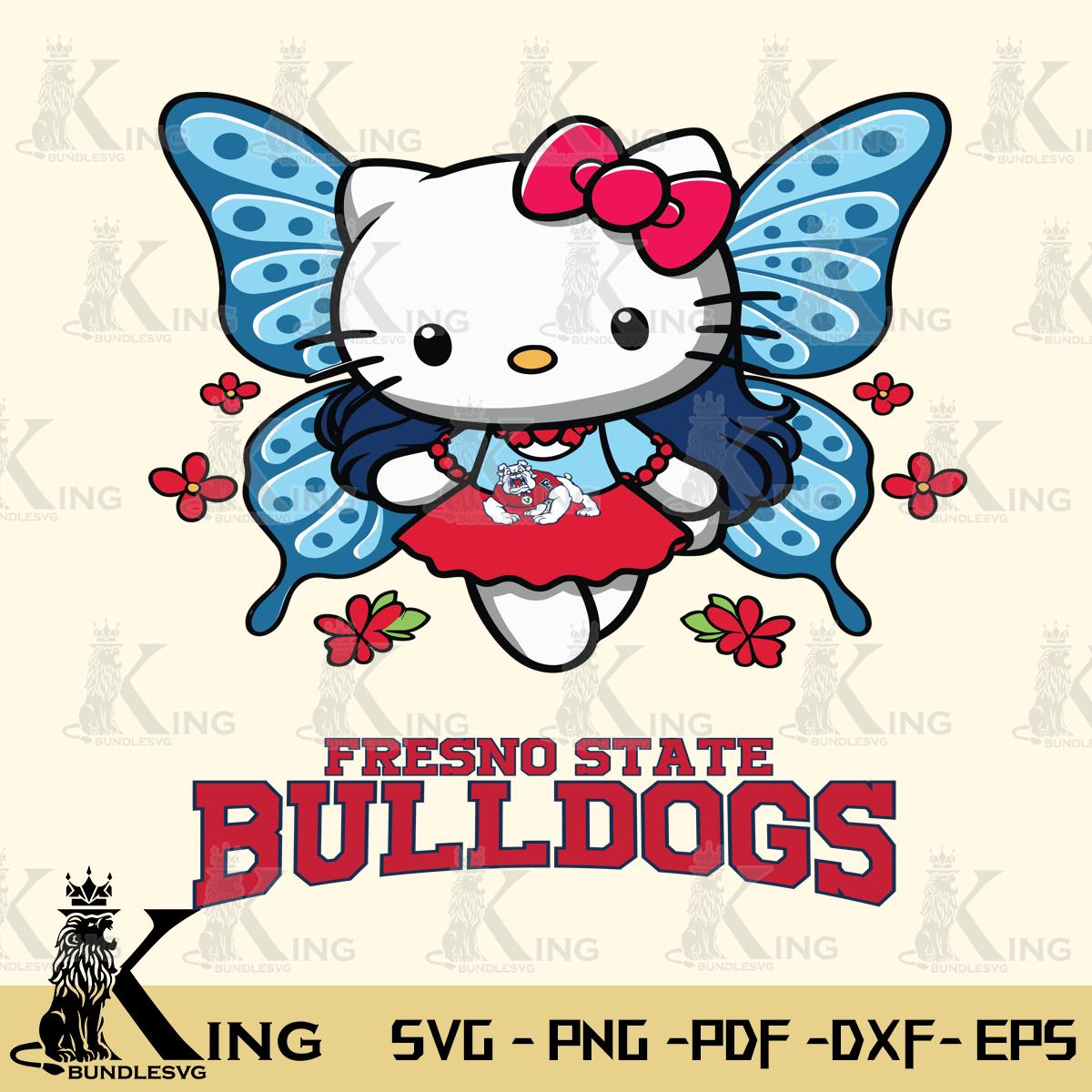 Fresno State Bulldogs Butterfly Kitty Charm Svg Eps Dxf Png File, Digital Download