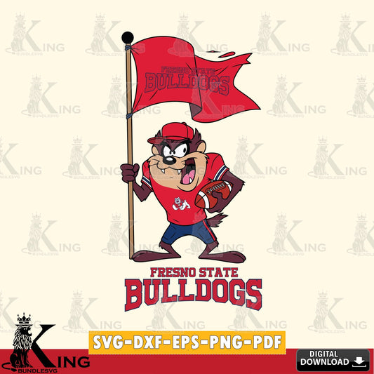 Fresno State Bulldogs Football Taz Flag Art SVG file, Cut file  , Digital Download , Instant Download, Taz svg, NCAA svg
