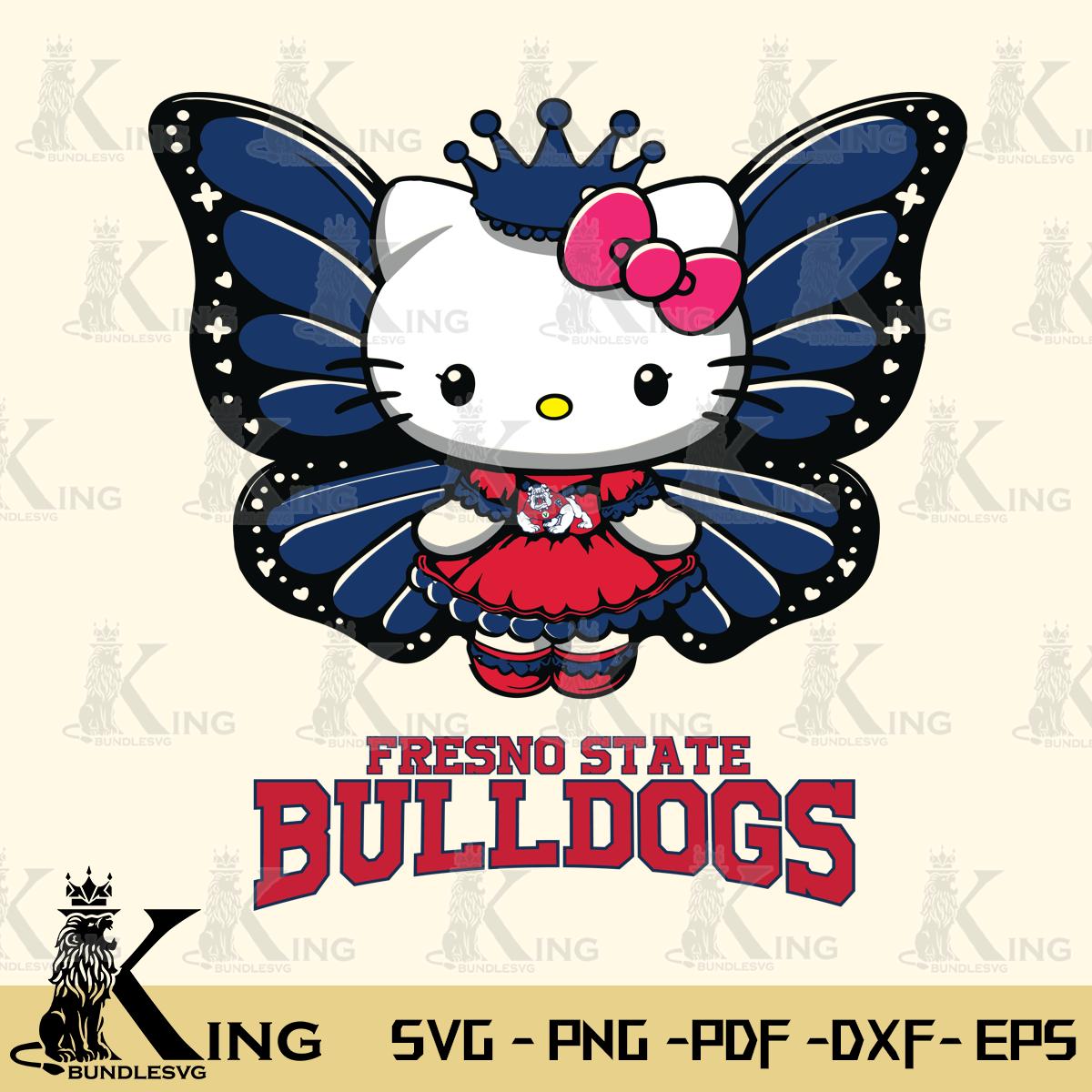 Fresno State Bulldogs Kitty Wings & Flowers Svg Eps Dxf Png File, Digital Download