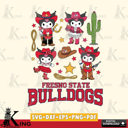 Fresno State Bulldogs Kuromi Cowboy Western SVG file, Cricut, Cut file  , Digital Download , Instant Download, Sanrio svg, Clipart