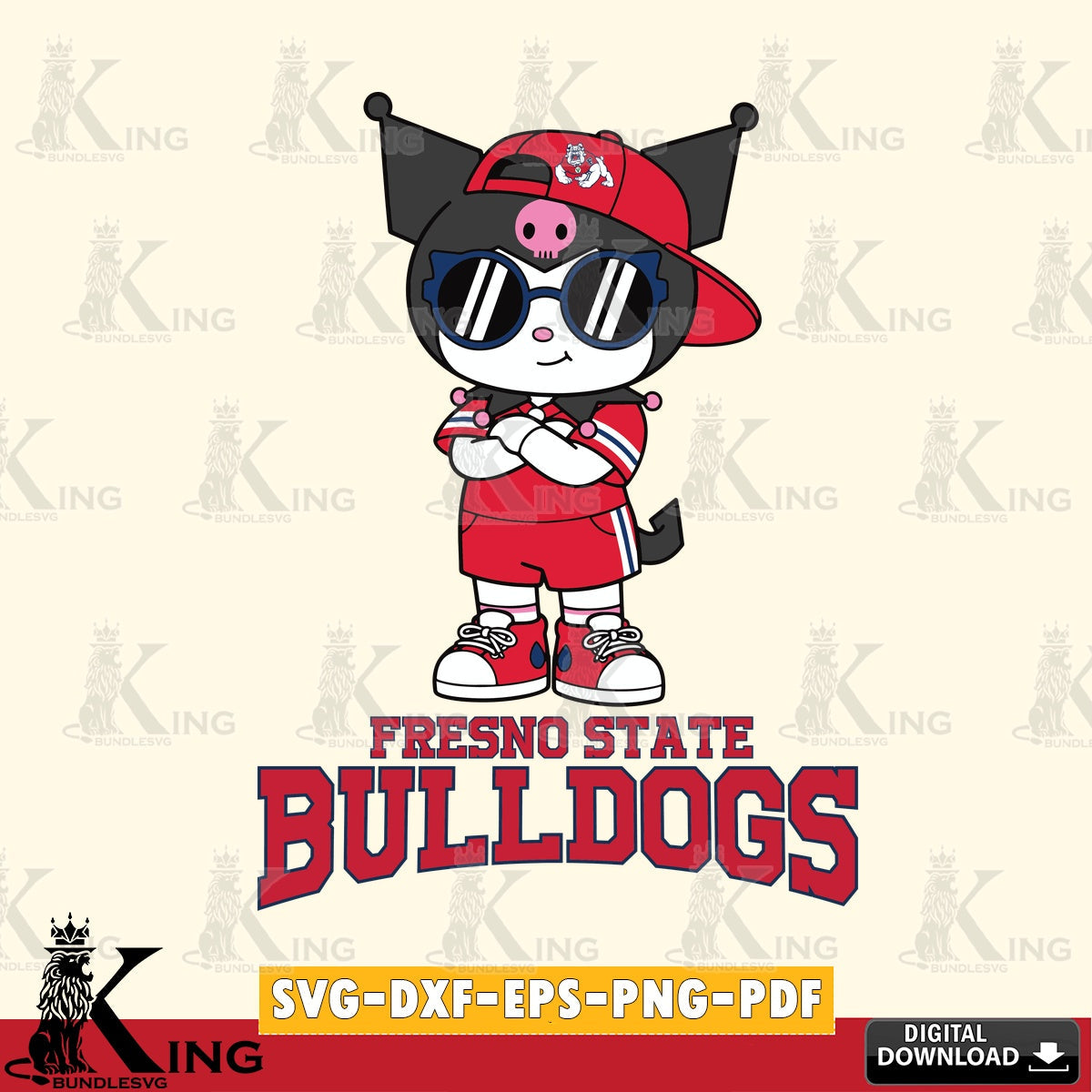 Fresno State Bulldogs Kuromi Football Jersey SVG file, Cricut, Cut file  , Digital Download , Instant Download, Sanrio svg, Clipart