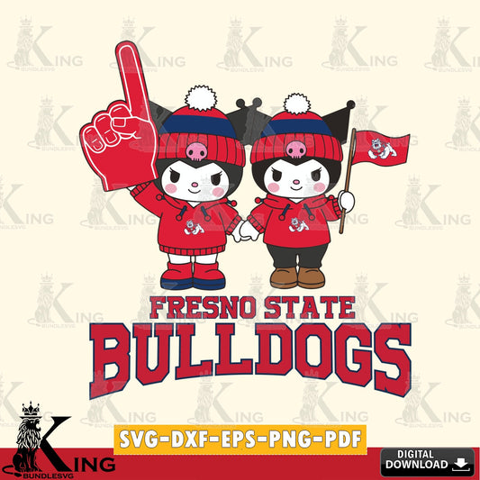 Fresno State Bulldogs Kuromi rugby Fan SVG file, Cricut, Cut file  , Digital Download , Instant Download, Sanrio svg, Clipart