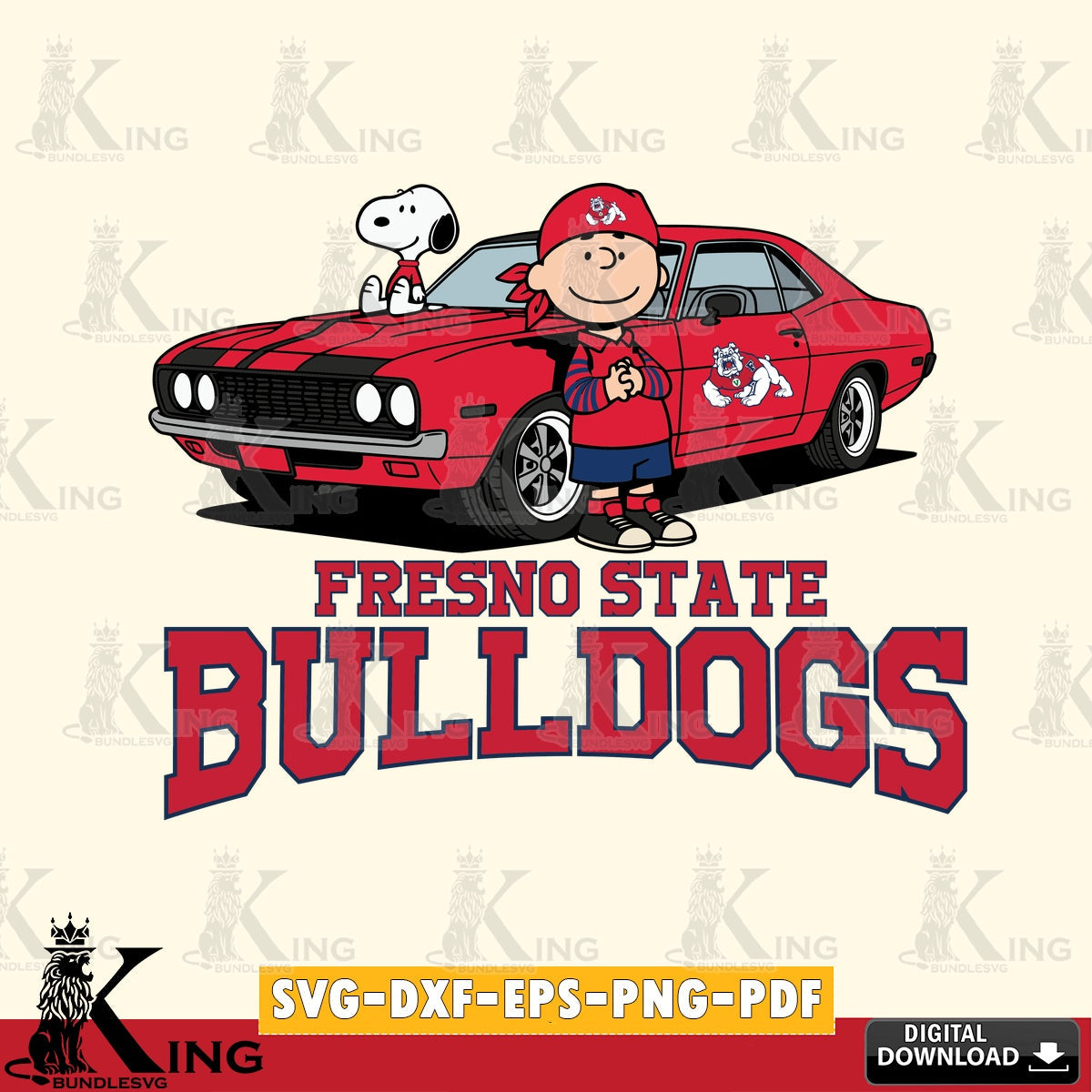 Fresno State Bulldogs Peanuts Muscle Car SVG, Cricut, Cut file  , Digital Download , Instant Download, Peanuts svg, NCAA svg, Football svg, Sport svg