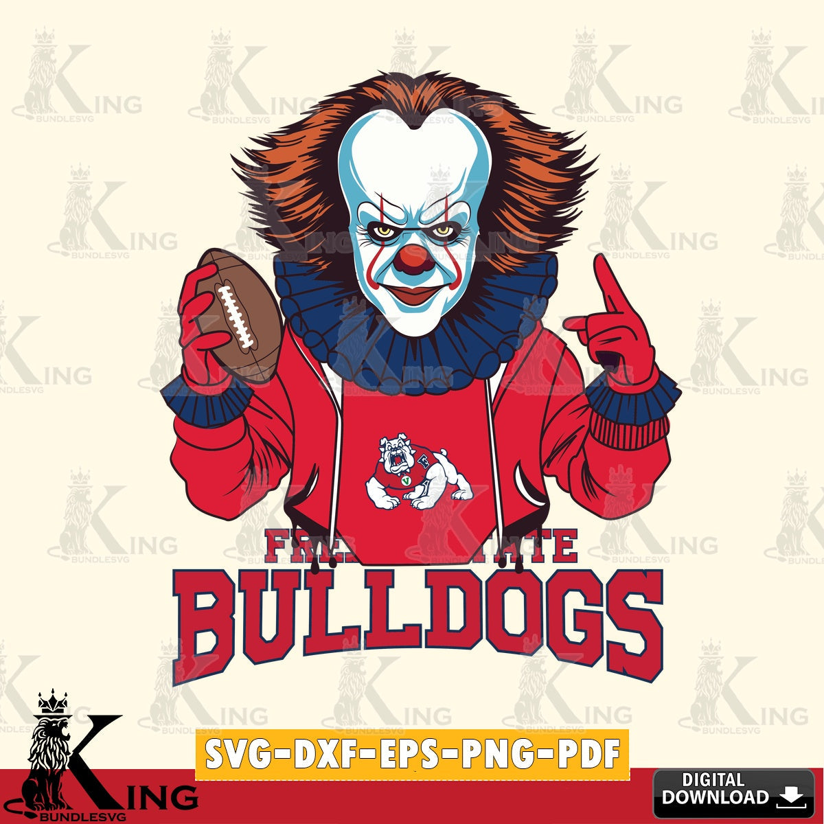Modern graphic depicting a Fresno State Bulldogs Pennywise player football, high-quality vector for DIY scrapbooking and home