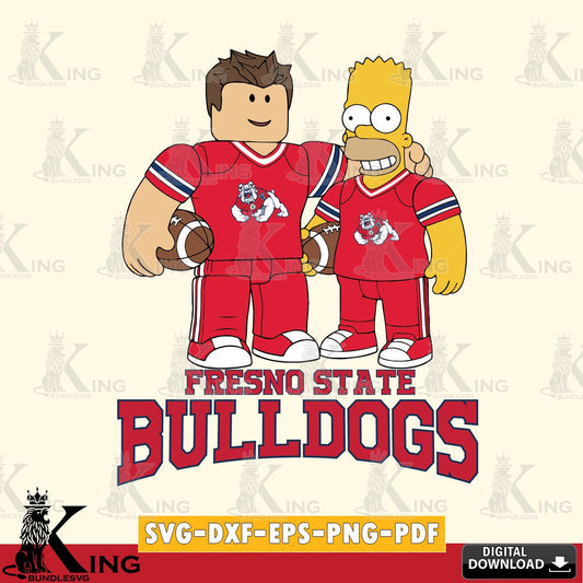 Fresno State Bulldogs Roblox & Homer Simpson Football SVG file , NCAA Cricut,  File cut , Digital Download , PDF File