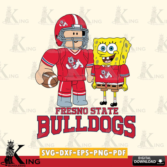 Fresno State Bulldogs Roblox & Spongebob Football SVG file , NCAA Cricut,  File cut , Digital Download , PDF File
