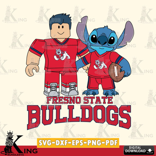 Fresno State Bulldogs Roblox & Stitch Football SVG file , NCAA Cricut,  File cut , Digital Download , PDF File