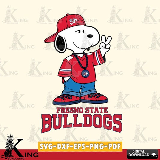 Fresno State Bulldogs Snoopy Say hi SVG, Cricut, Cut file  , Digital Download , Instant Download, Peanuts svg, NCAA svg, Football svg, Sport svg