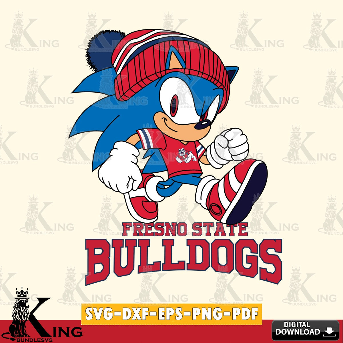Custom design featuring Fresno State Bulldogs Sonic Football, SVG PNG design suitable for Glowforge and laser cutting