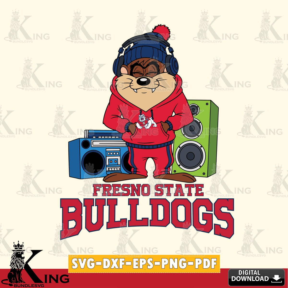 Fresno State Bulldogs Taz Hip Hop SVG file, Cut file  , Digital Download , Instant Download, Taz svg, NCAA svg