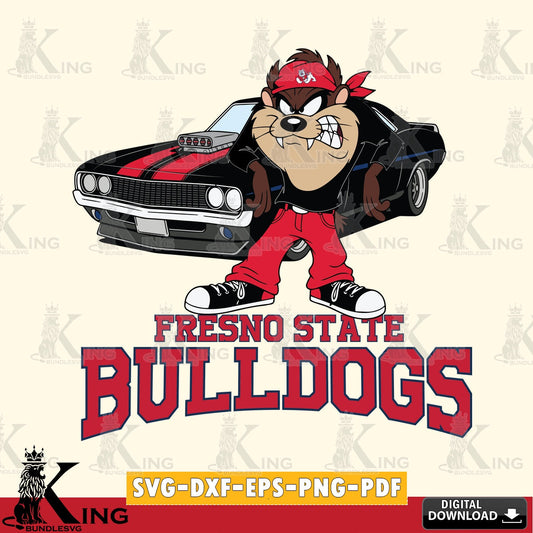 Fresno State Bulldogs Taz Racing Car SVG file, Cut file  , Digital Download , Instant Download, Taz svg, NCAA svg