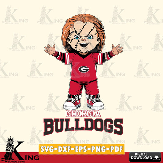 Unique artwork depicting Georgia Bulldogs Chucky Football, NCAA file cut, SVG PNG files perfect for Cricut and Silhouette cutting