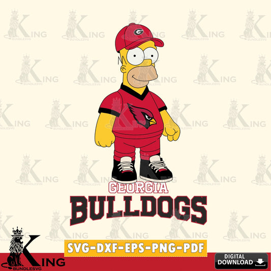 Unique artwork depicting a Georgia Bulldogs Homer Simpson football design as a crafting file for iron-on transfer and vinyl