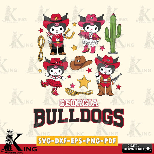 Georgia Bulldogs Kuromi Cowboy Western SVG file, Cricut, Cut file  , Digital Download , Instant Download, Sanrio svg, Clipart