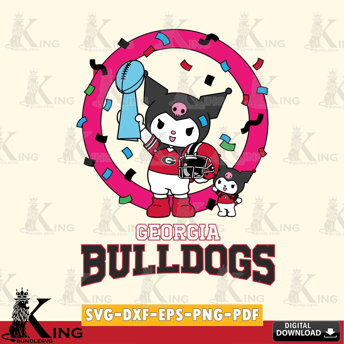 Georgia Bulldogs Kuromi Football Champion SVG file, Cricut, Cut file  , Digital Download , Instant Download, Sanrio svg, Clipart