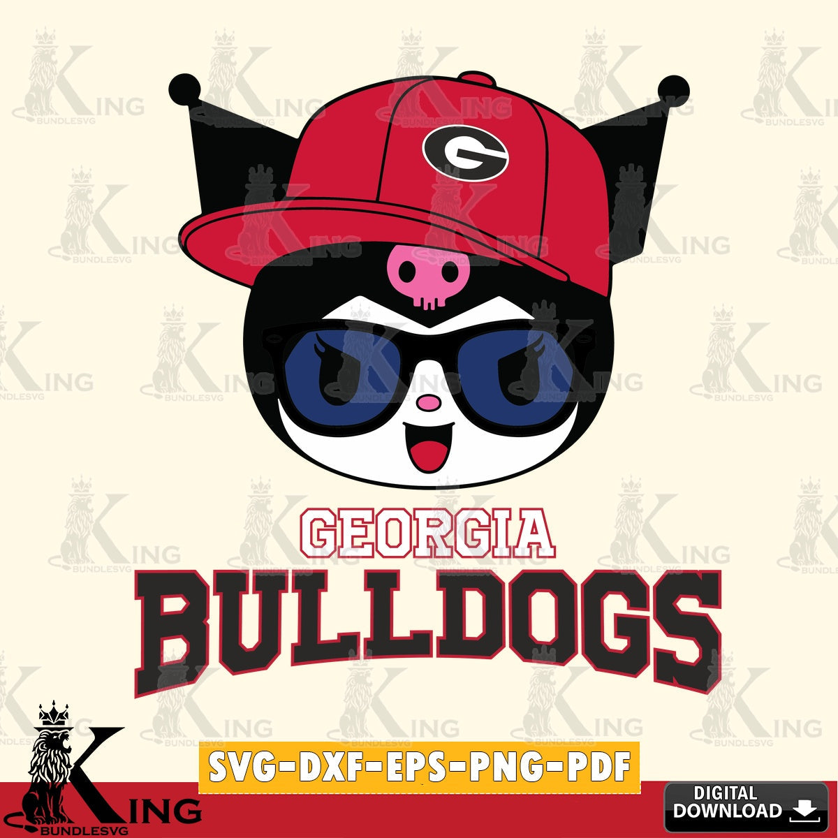Georgia Bulldogs Kuromi Football Cool SVG file, Cricut, Cut file  , Digital Download , Instant Download, Sanrio svg, Clipart