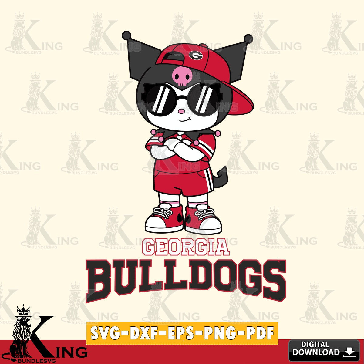 Georgia Bulldogs Kuromi Football Jersey SVG file, Cricut, Cut file  , Digital Download , Instant Download, Sanrio svg, Clipart