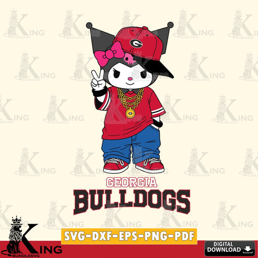 Georgia Bulldogs Kuromi Streetwear Style SVG file, Cricut, Cut file  , Digital Download , Instant Download, Sanrio svg, Clipart