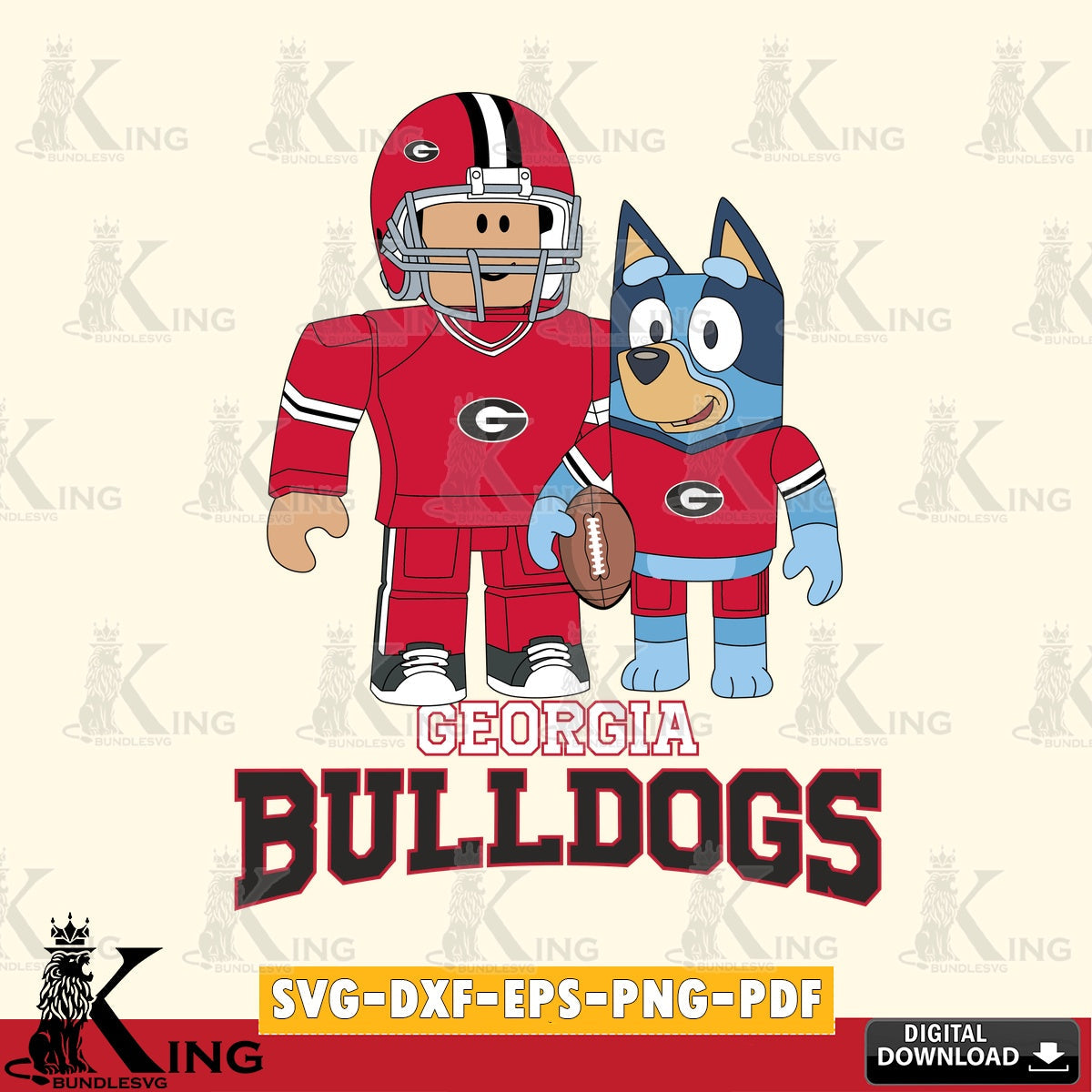 Georgia Bulldogs Roblox & Bluey Football SVG file , NCAA Cricut,  File cut , Digital Download , PDF File