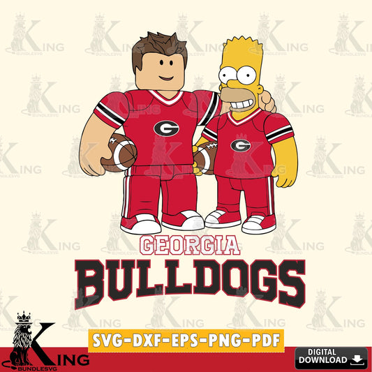 Georgia Bulldogs Roblox & Homer Simpson Football SVG file , NCAA Cricut,  File cut , Digital Download , PDF File