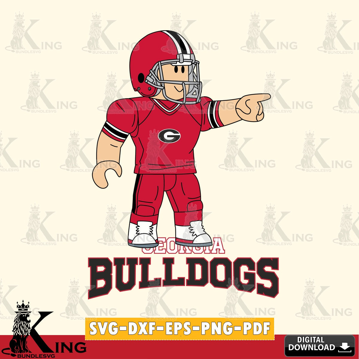 Georgia Bulldogs Roblox Player Football SVG file , NCAA Cricut,  File cut , Digital Download , PDF File